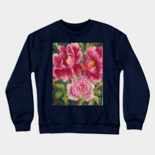 Peony Bloom Watercolor Painting Crewneck Sweatshirt